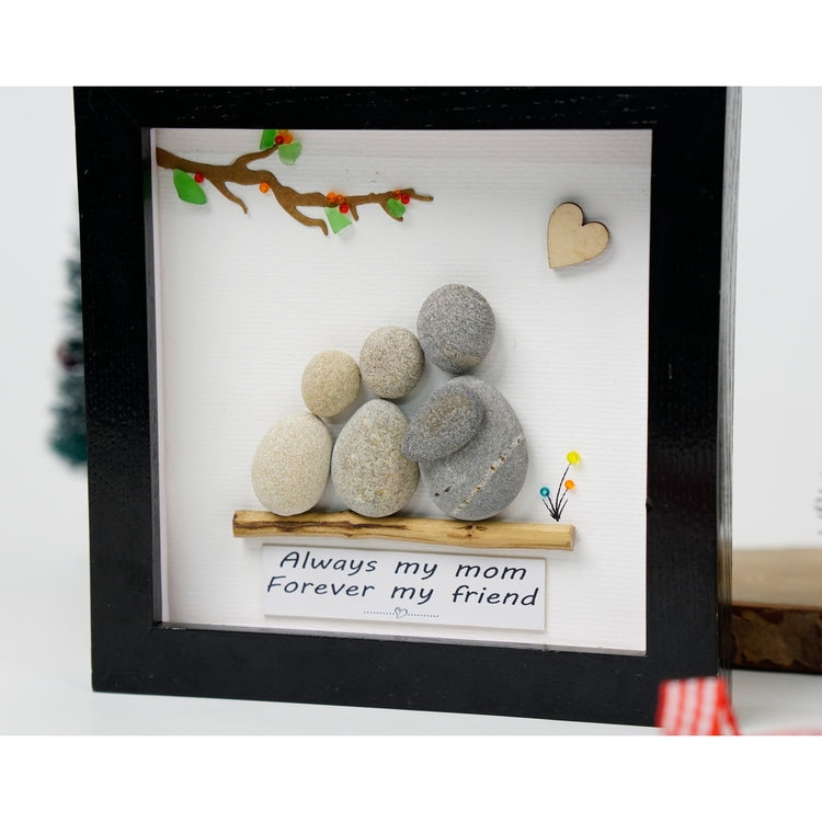 Custom Mother's Day Gift from Daughter | Pebble Art For Mom | New Mom Gifts | Mother & Daughter Picture Frame | Best Mom Art | Mom Birthday by Dovaart.com