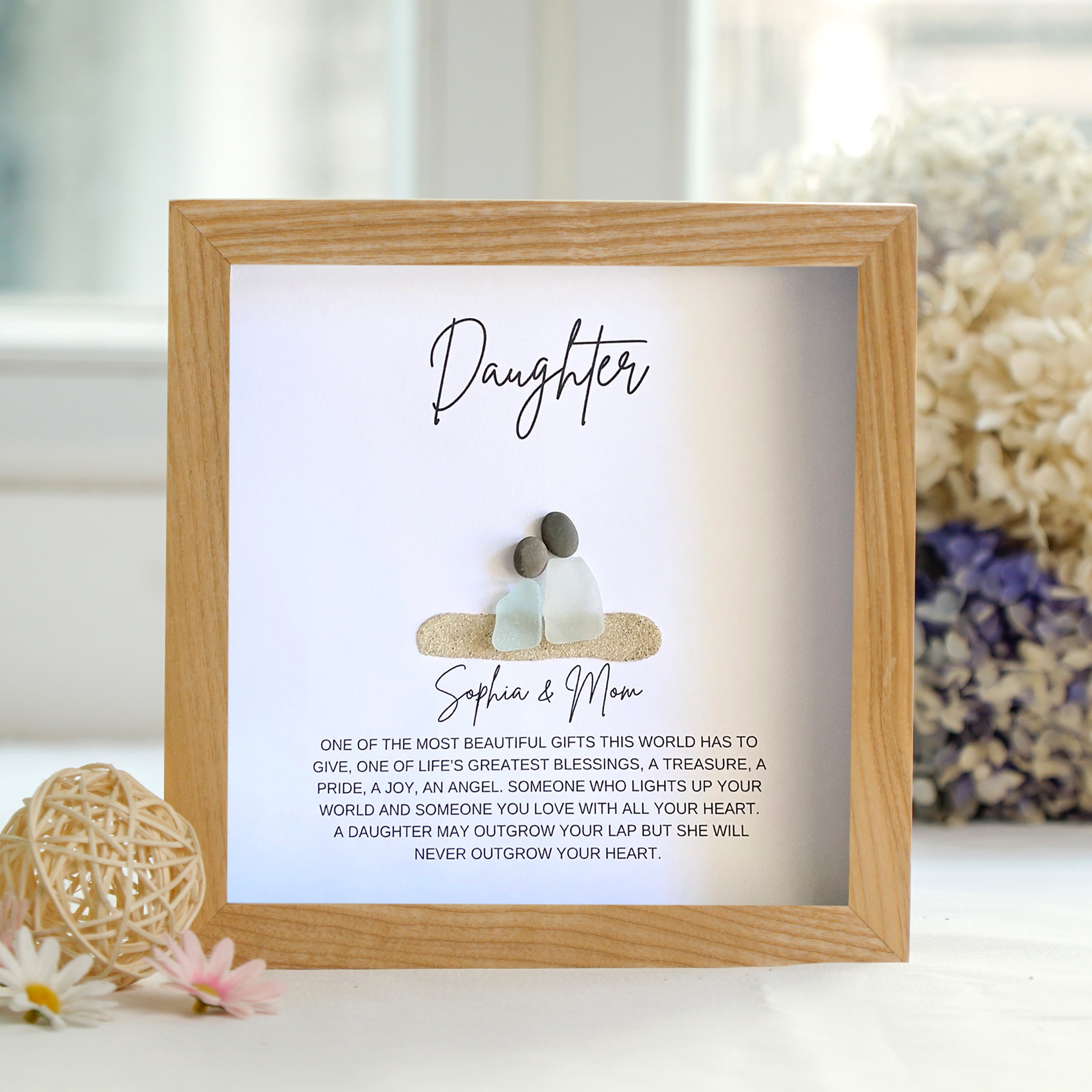 Heartwarming Daughter Frame, A Cherished Christmas Gift, Pebble Art For Daughter