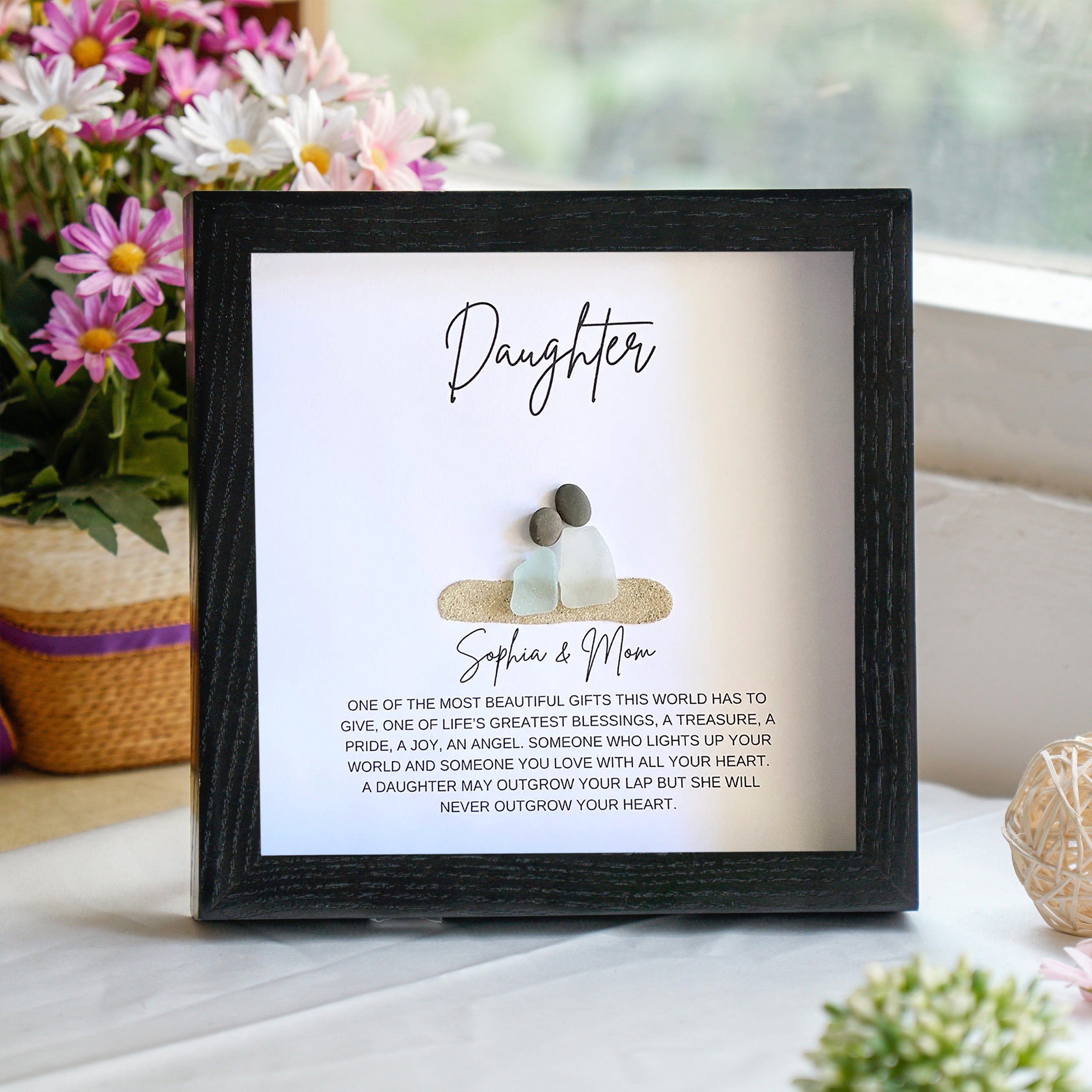 Heartwarming Daughter Frame, A Cherished Christmas Gift, Pebble Art For Daughter