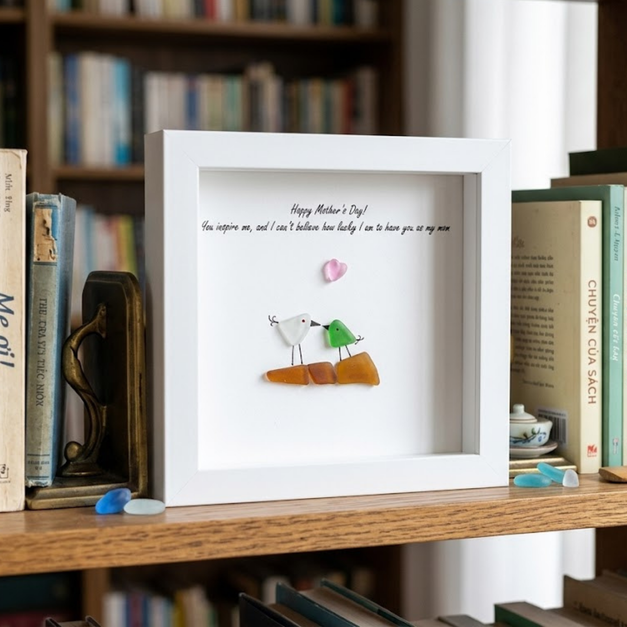 Mother's Day Sea Glass Frame, Gift for Mother's Day, Handcrafted Mom Gift, Sea Glass for Mom