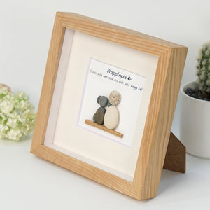 Dova Art Happiness With Dog Pebble Art - Frame Pebble Artwork Stand on Desktop or Wall Hanging 8x8 inch by Dovaart.com