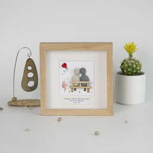 Dova Art Personalized Celebrating 40th of Love Wedding Anniversary Pebble Art, Couple Pebble Picture Framed Art - Frame Pebble Artwork Desktop or Wall Hanging 8x8 inch by Dovaart.com