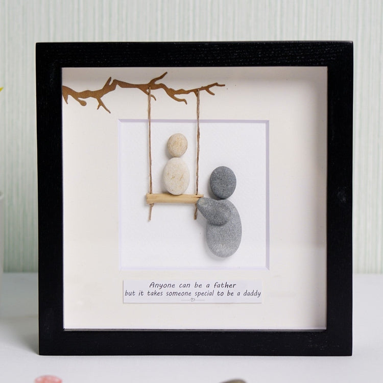 Dova Art Personalized Family Love To The Moon And Back Pebble Art, Couple Pebble Picture Framed Art - Frame Pebble Artwork Desktop or Wall Hanging 8x8 inch by Dovaart.com