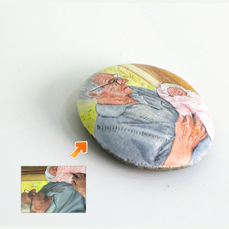 Dova Art Personalized Grandparent and Grandchild Portrait on Painted Rocks - Perfect Anniversary Gift, Unique Table Decor for Any Occasion - Original Rock Art Painting, Customizable Message and Design by Dovaart.com
