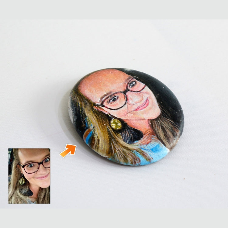 Dova Art Personalized Portrait of Your Loved One on Painted Rocks - Perfect Gift for Any Occasion, Unique Table Decor - Original Rock Art Painting, Customizable Design and Message by Dovaart.com