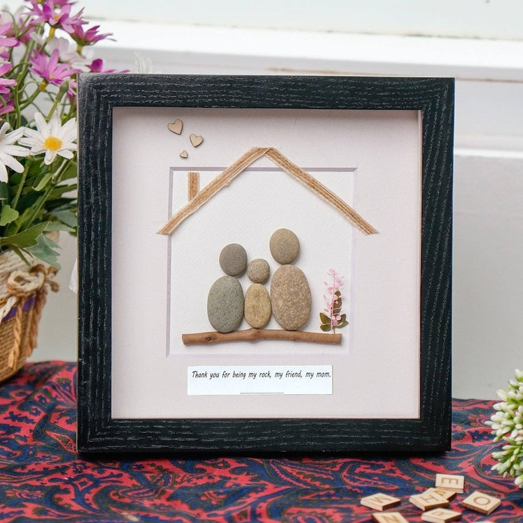 Family Home Sweet Home Pebble Art Picture Frame by Dovaart.com