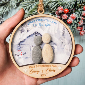 First Christmas In Our New Home Wood Ornament, Personalized First Home Tree Pebble Ornament, Housewarming, New Home Gift, Pebble Art Ornament Christmas by Dovaart.com