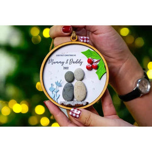 First-Time Parents ornament Pebble Art - Handmade Christmas Decoration by Dovaart.com