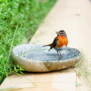 Handcrafted Natural River stone Bird Bath for Balcony, Patio, Garden or Yard, RiverStone Bird Bath, Natural River Stone Bowl Polished Inside by Dovaart.com