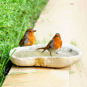 Handcrafted Natural Riverstone Bird Bath for Balcony, Patio, Garden or Yard by Dovaart.com