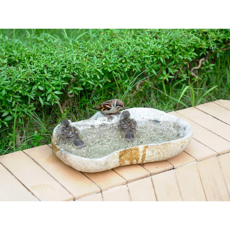 Handcrafted Natural Riverstone Bird Bath for Balcony, Patio, Garden or Yard by Dovaart.com
