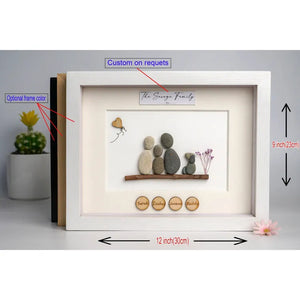 Handmade Pebble Art For Family Decor with a Heartwarming Touch of Flowers and Love, New Home Gift by Dovaart.com