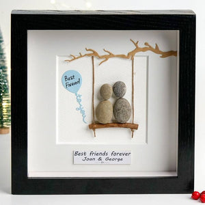 Handmade pebbles gift for best friends have swings by Dovaart.com