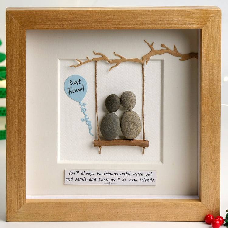 Handmade pebbles gift for best friends have swings by Dovaart.com