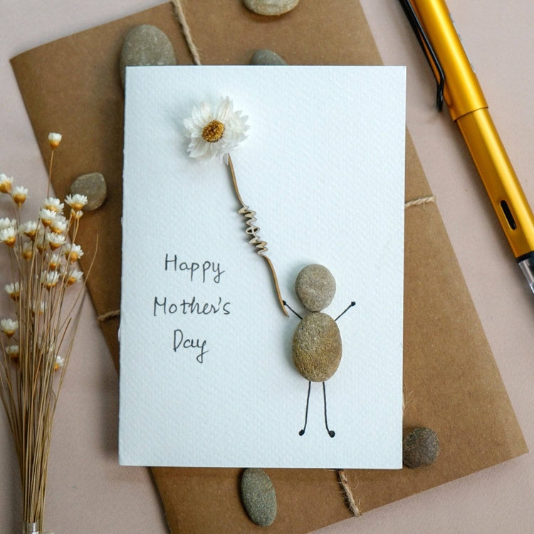 Happy Mother's Day Pebble Card, Handmade Pebble Artwork Cards by Dovaart.com