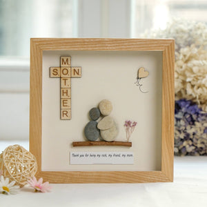 Dova Art Mom and Son Pebble Framed Wall Art Personalized Pebble Art For Birthday Mom by Dovaart.com