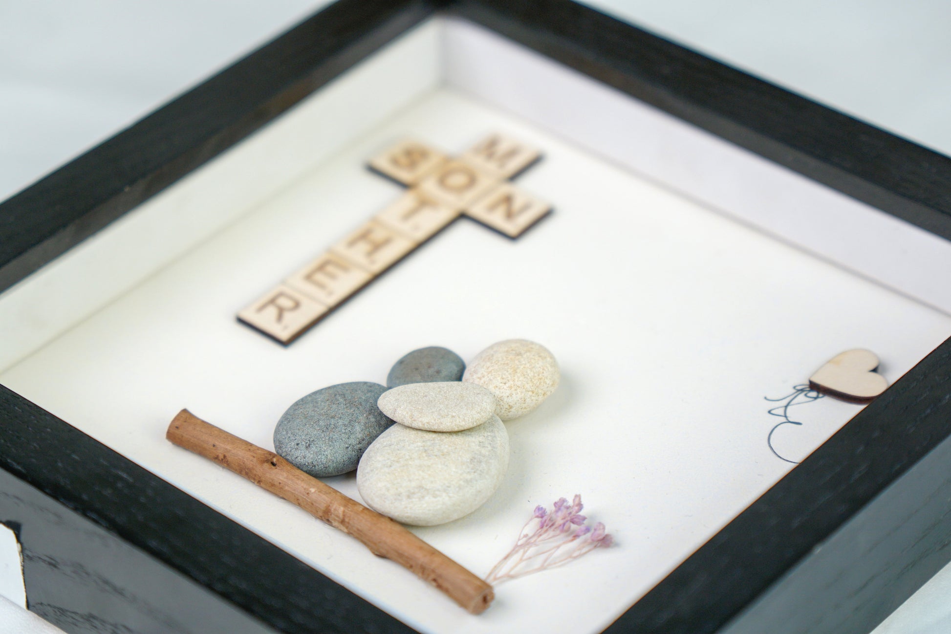 Mom and Son Pebble Framed Wall Art, Desk Personalized Pebble Art for Mother's Day from Son Dova Art