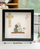 Mom and Son Pebble Framed Wall Art, Desk Personalized Pebble Art for Mother's Day from Son Dova Art
