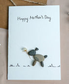 Mother's Day Dog Mom Pebble Art Card, Handmade Pebble Artwork Cards by Dovaart.com