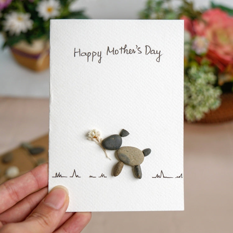 Mother's Day Dog Mom Pebble Art Card, Handmade Pebble Artwork Cards by Dovaart.com