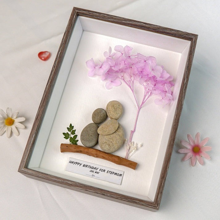 Personalized Birthday Gifts For Stepmom, Stepmother Birthday Frame, Stepmom Gift Ideas, Bonus Mom Birthday Gift, Mom Pebble Frame Art