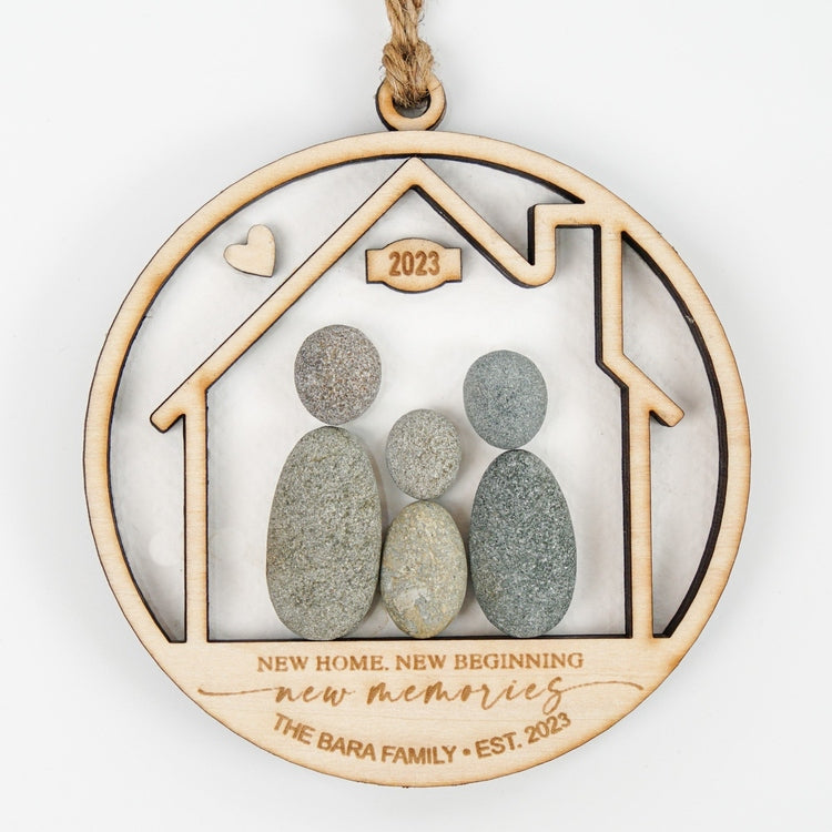 Our First Christmas At Our New Home Christmas Ornament, Personalized New Home Decoration Pebble Ornament by Dovaart.com