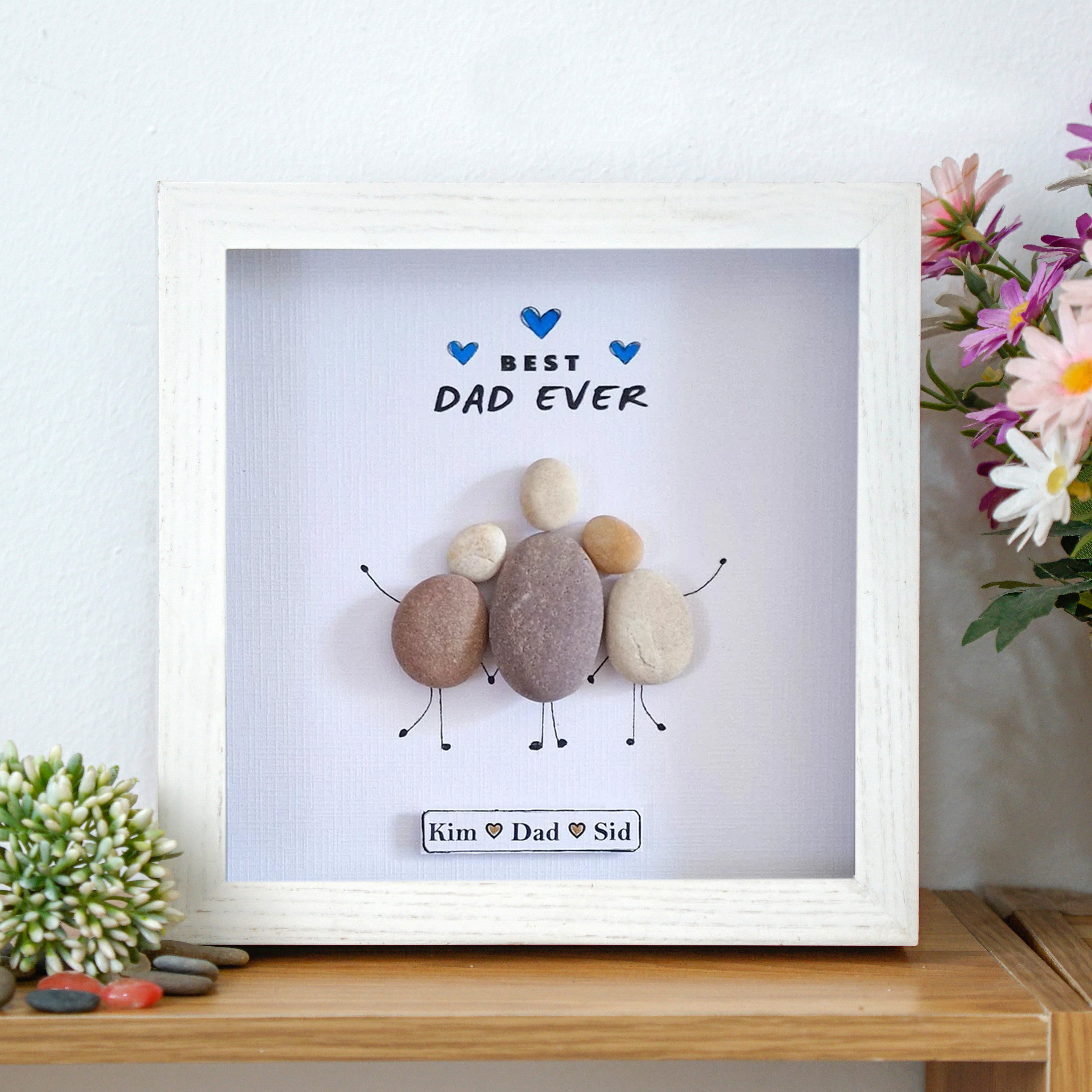 Personalized "Best Dad Ever" Frame, Christmas Pebble Art For Dad, Gift For Dad, Best Daddy Present