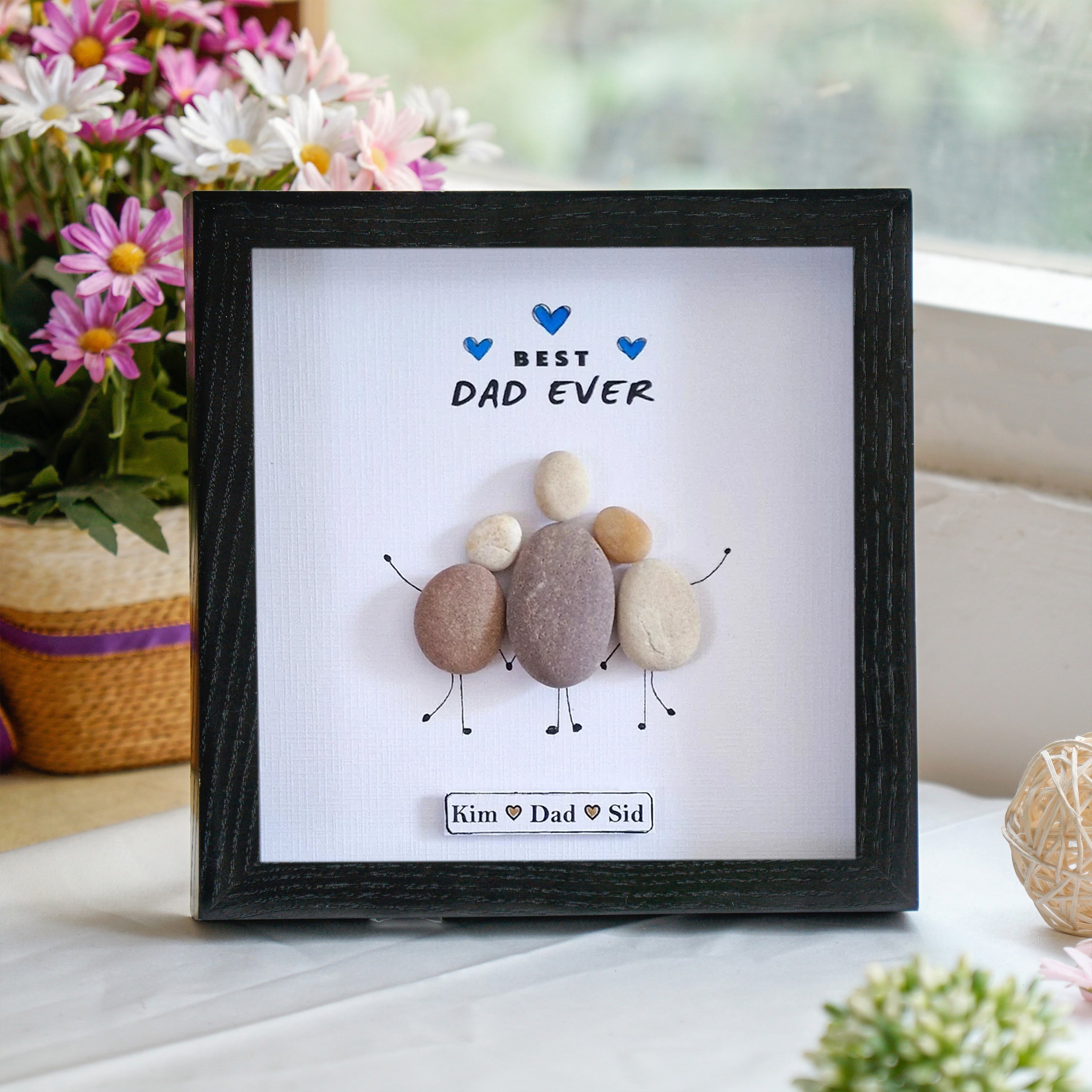 Personalized "Best Dad Ever" Frame, Christmas Pebble Art For Dad, Gift For Dad, Best Daddy Present