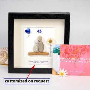 Personalized 45th Anniversary Pebble Art - Gift for Mother and Father - Wall or Tabletop Decoration with Framed Pebble Artwork - 8x8 Inches by Dovaart.com