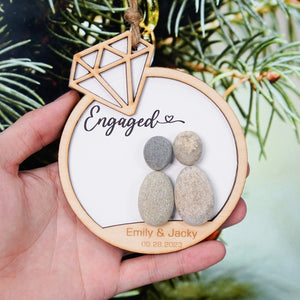 Personalized Couple Engaged Christmas Ornament Custom Name and Date by Dovaart.com