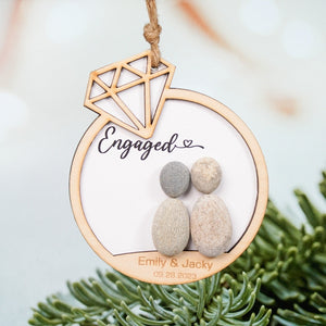 Personalized Couple Engaged Christmas Ornament Custom Name and Date by Dovaart.com