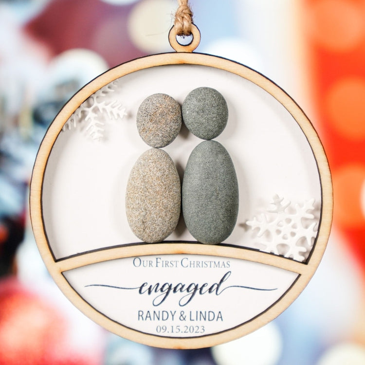 Personalized Couple Engaged Christmas Ornament by Dovaart.com