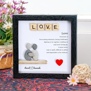 Personalized Couple Love Pebble Art - Funny Gift For Couple -8x8 inch Frame with Stand for Desktop or Wall Hanging by Dovaart.com