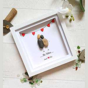 Personalized Couple Wedding Anniversary Pebble Art - Gift for Husband or Wife - Wall or Tabletop Decoration with Framed Pebble Artwork - 8x8 Inches by Dovaart.com