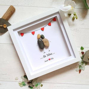 Personalized Couple Wedding Anniversary Pebble Art - Gift for Husband or Wife - Wall or Tabletop Decoration with Framed Pebble Artwork - 8x8 Inches by Dovaart.com