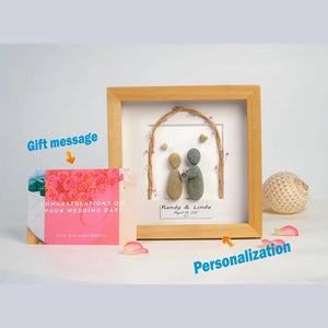 Personalized Engagement Present Pebble Art Framed Wall Hanging Art, Desktop Gifts for Couples by Dovaart.com