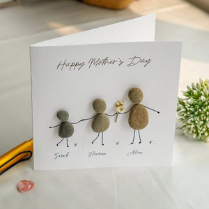 Personalized Happy Mother's Day Pebble Card, Handmade Pebble Artwork Cards by Dovaart.com