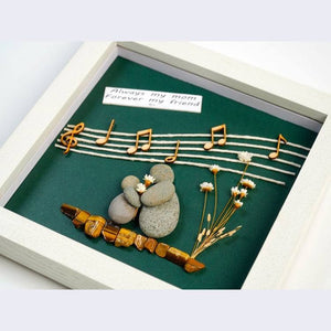 Personalized Mom and Child Sheet Music Pebble Art Framed by Dovaart.com