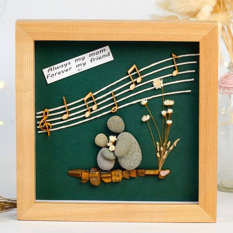 Personalized Mom and Child Sheet Music Pebble Art Framed by Dovaart.com
