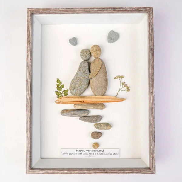 Personalized Wedding Anniversary Pebble Picture, Wedding Picture Frame gift for couple by Dovaart.com
