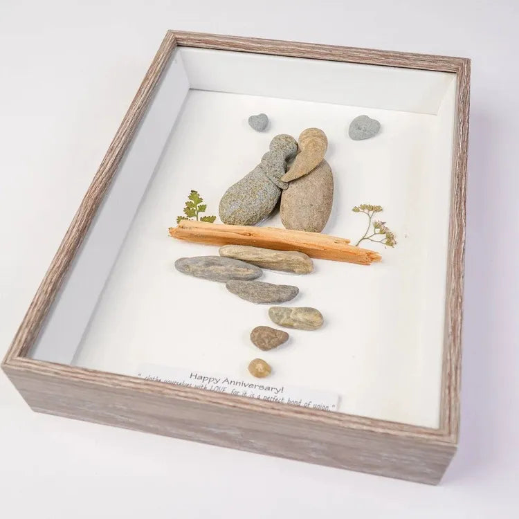 Personalized Wedding Anniversary Pebble Picture, Wedding Picture Frame gift for couple by Dovaart.com