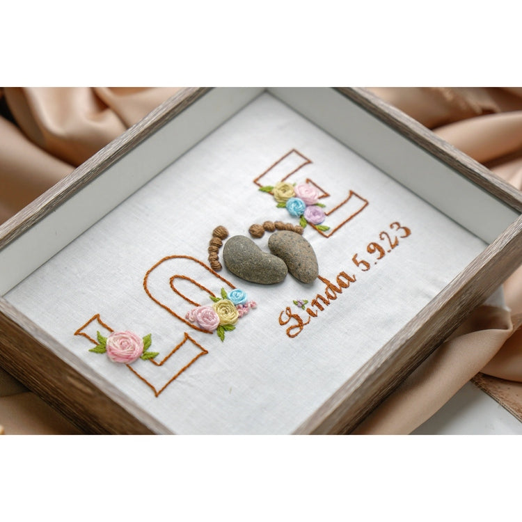 Pregnancy Gift for New Mom Pebble Art Custom Name and Date Frame For Hanging Wall or Desk by Dovaart.com