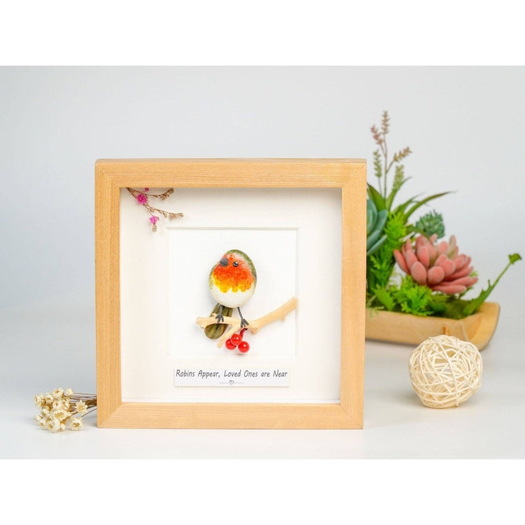 Robin Pebble Art, Memorial Pebble Art, Robins Appear, Thinking Of You Gift, Sympathy, Robins appear when loved ones are near, bereavement by Dovaart.com