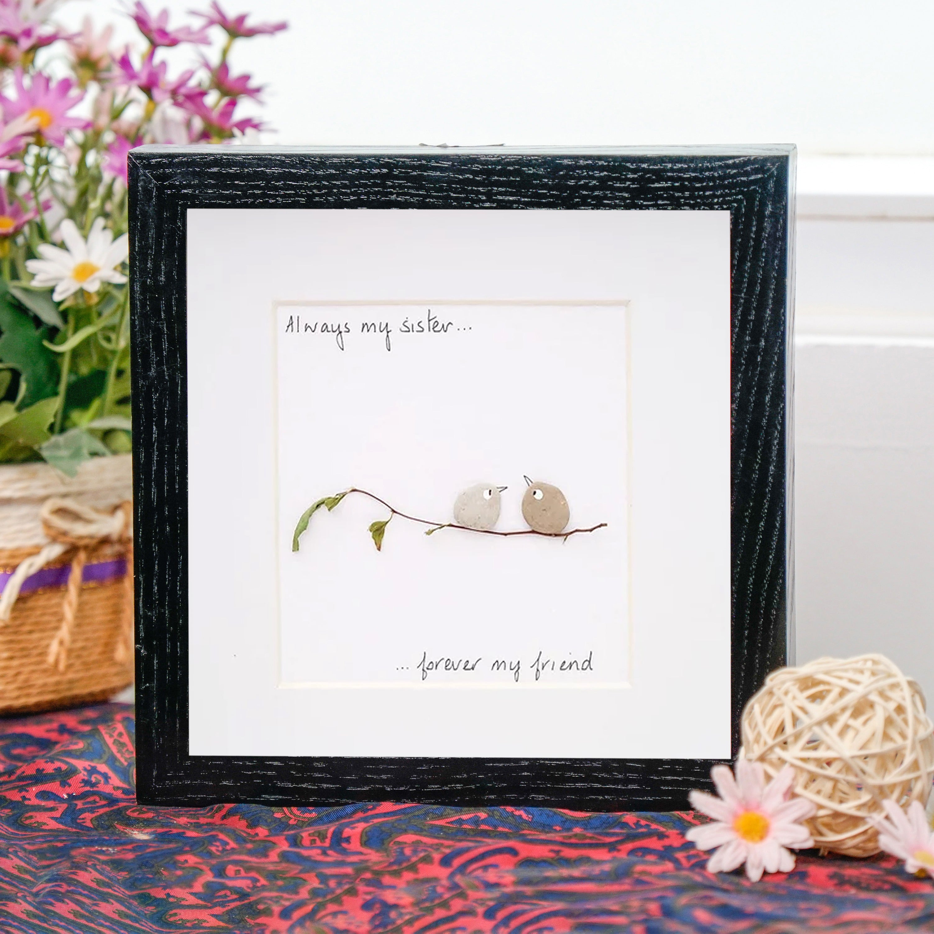 Always My Sister Frame, Heartfelt Christmas Gift for Sister, Pebble Art For Sister