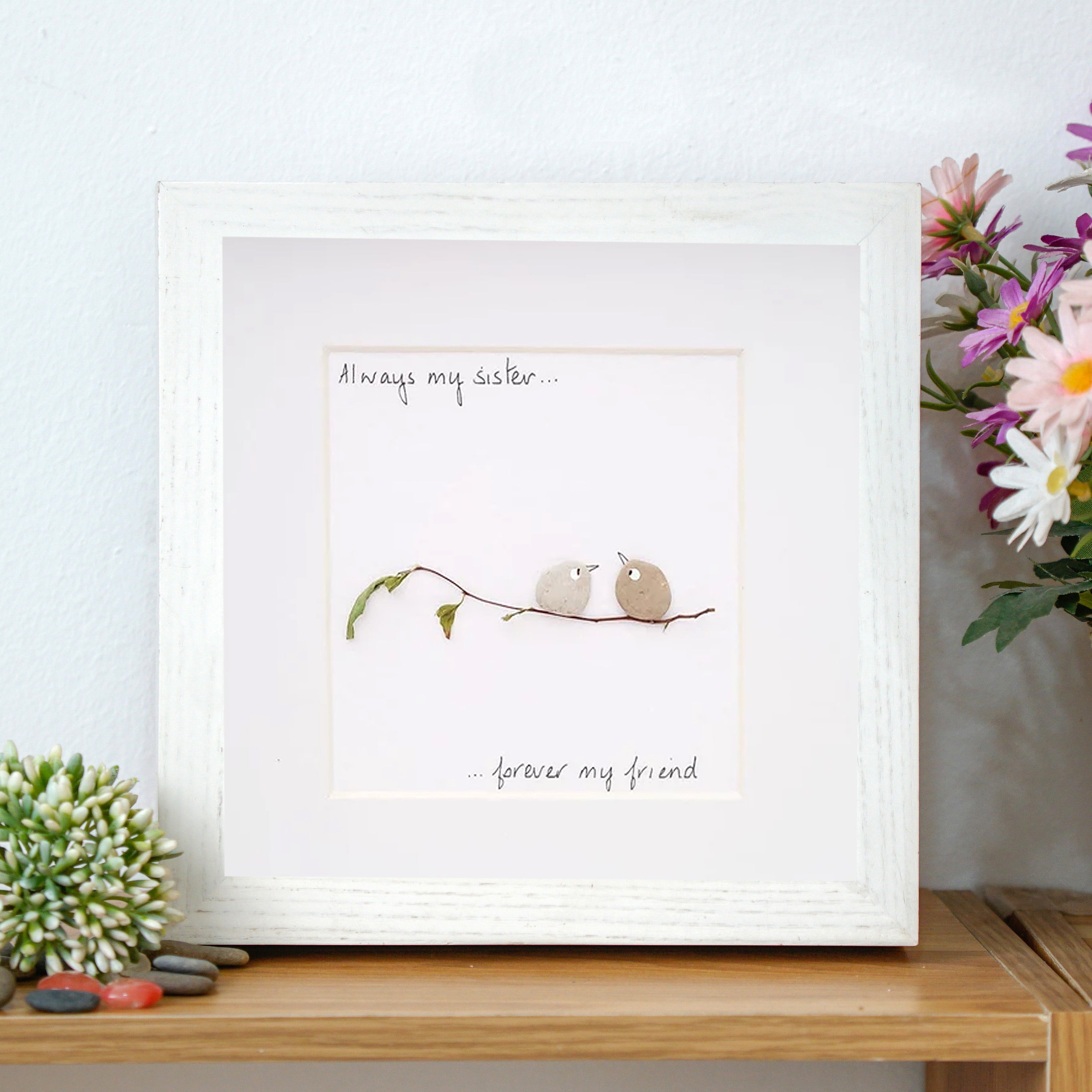 Always My Sister Frame, Heartfelt Christmas Gift for Sister, Pebble Art For Sister