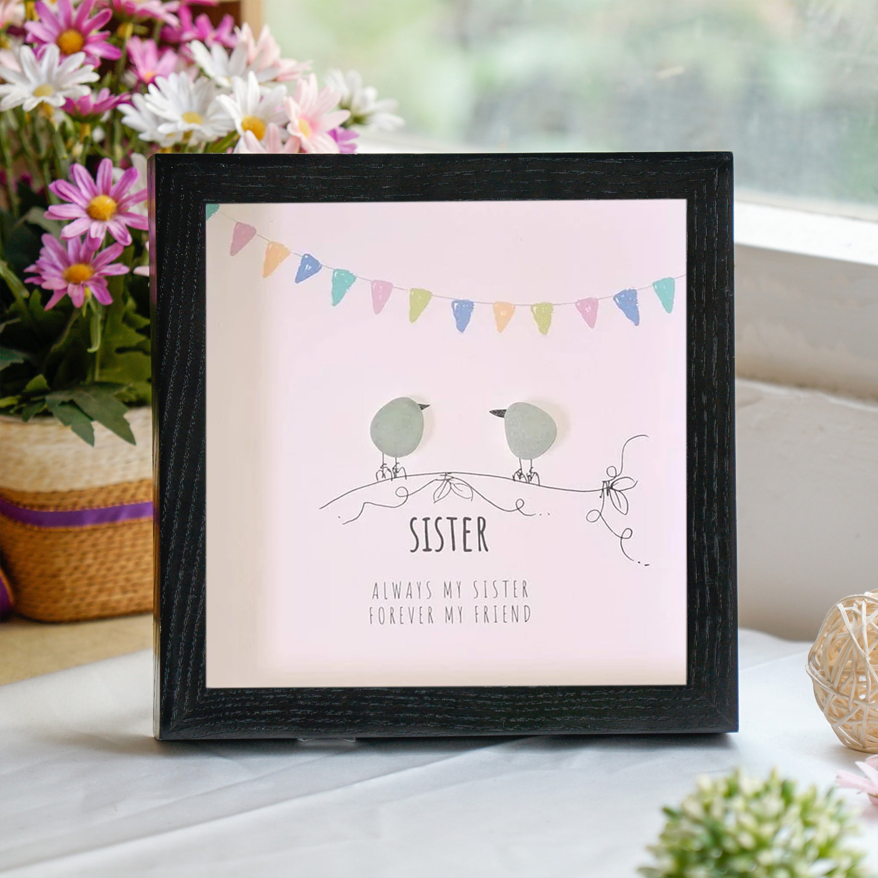 Always My Sister Frame, Joyful Christmas Gift for Sister, Pebble Art For Sister