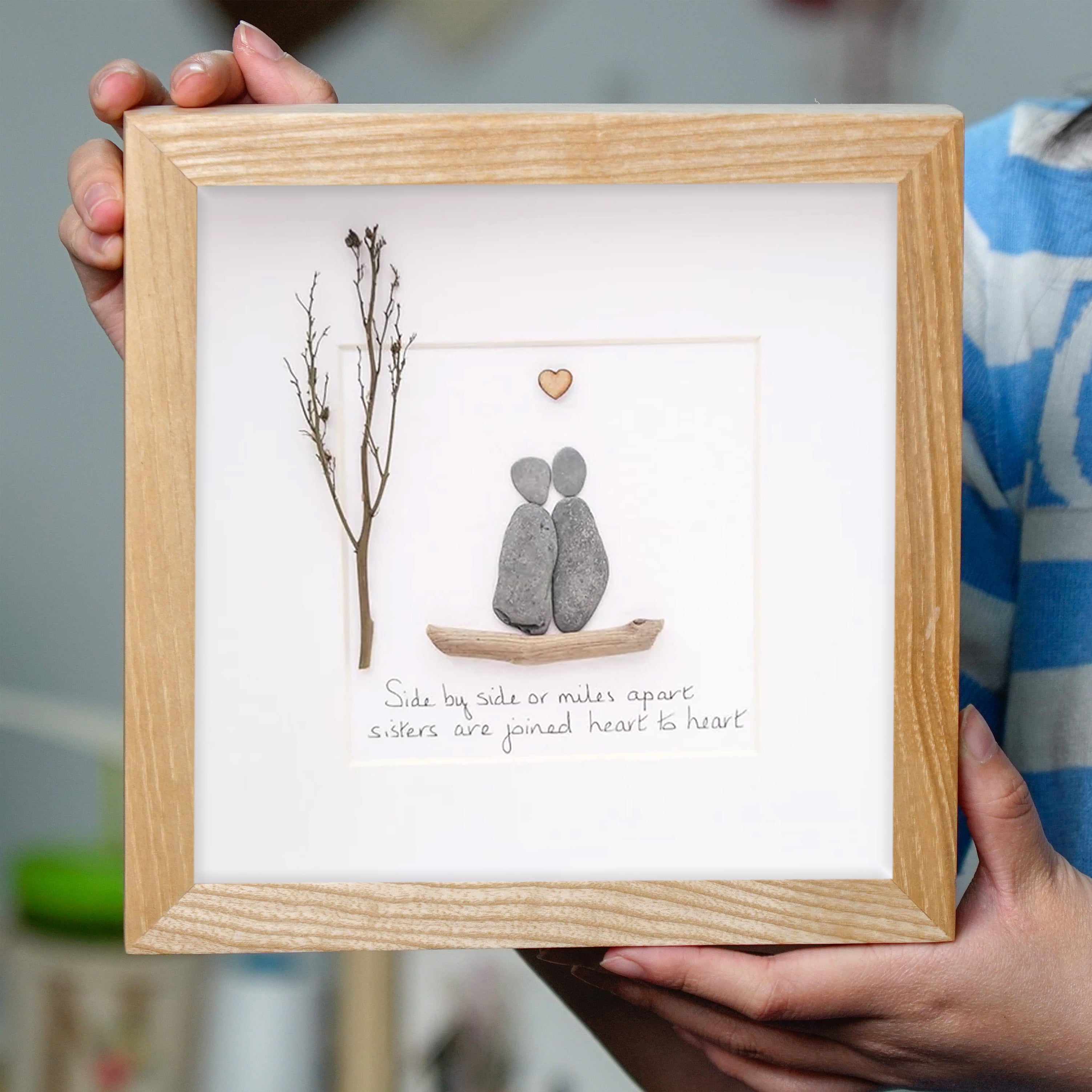 Endearing Sister Bond Frame, A Thoughtful Birthday Gift, Pebble Art For Sister