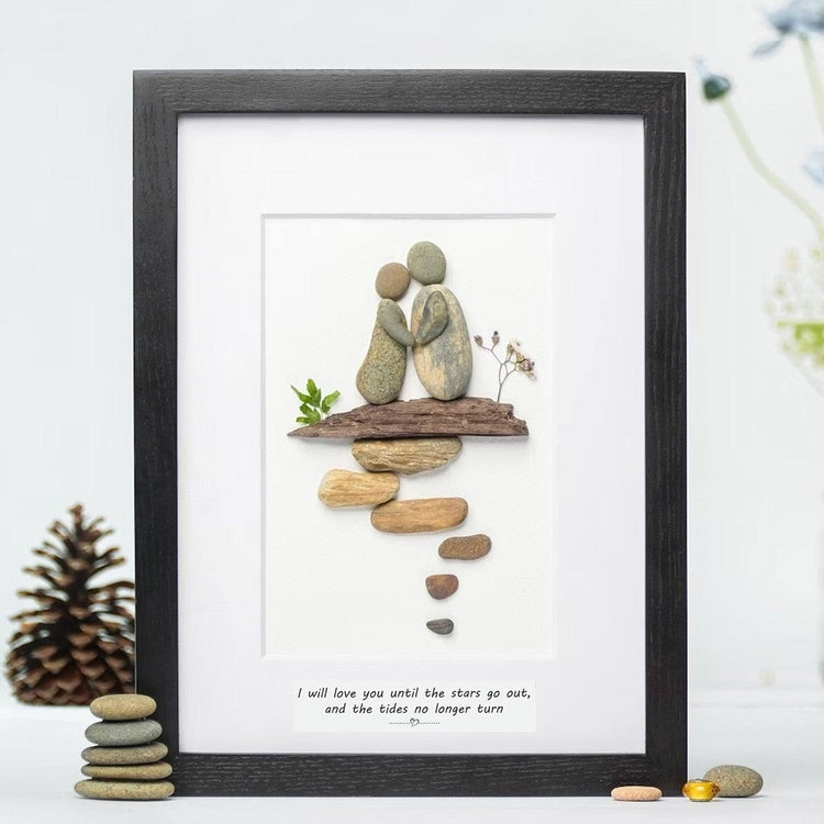 Wedding Couple Pebble Art, Wedding Personalized Framed Pebble Pictures Gifts for Groom and Bride by Dovaart.com