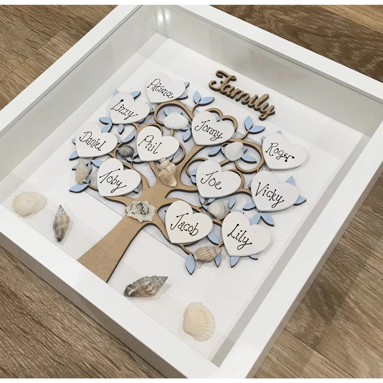 Personalised Family Tree, Family Tree Wood Framed, Personalised Gift For Family, Beach Lover Gift, Beach Themed Decor, Christmas Gift Ideas for New Home