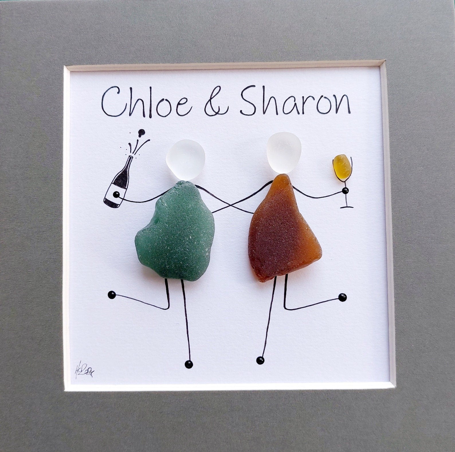 Personalised Friends Sea Glass Gift for Besties, Friendship Pebble Art, Sister Gift, Birthday Gift For Best Friends, Distance Friendship